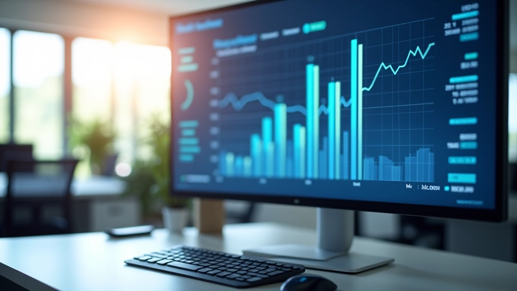 Computerbildschirm mit Datenverarbeitungssoftware und statistischen Berechnungen
