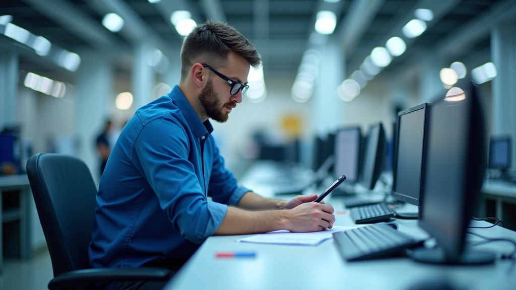 Statistiker bei der Datenerfassung mit modernen Computersystemen und Preisinformationen in professioneller Umgebung